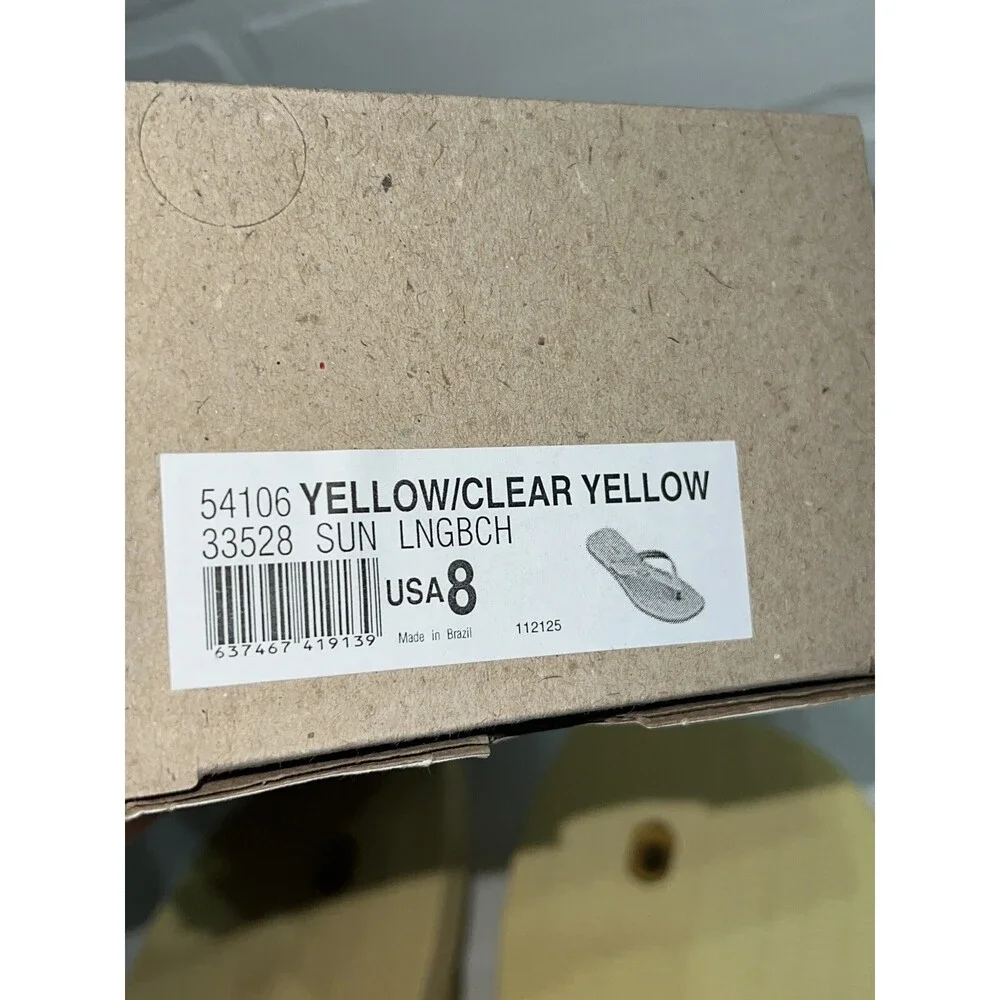 NIB! -MELISSA Sun Long Beach Flip Flop In Yellow/ Clear Yellow Thong Sandals W8